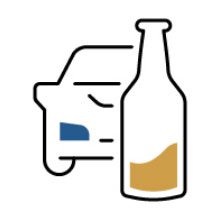 Icono de un auto y una botella de alcohol