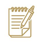 Icono dorado de un cuaderno