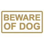 Gold "Beware of Dog" sign