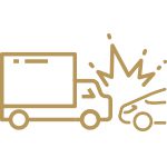 Gold truck and car accident icon