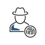 Icon of a suspect with fingerprints.