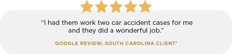 Five star google review from a former South Carolina client.