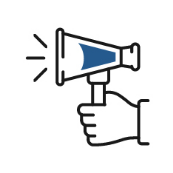 Icon of a hand holding a megaphone.