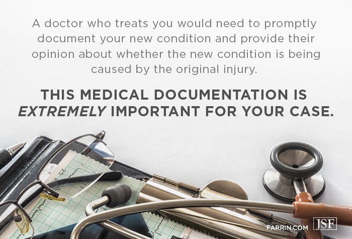 Medical documentation for a secondary injury while on workers' compensation is important.