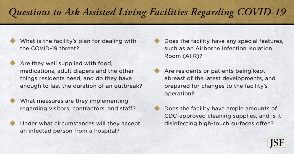 Questions to ask assisted living facilities regarding COVID-19