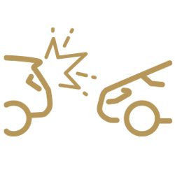 Icono dorado de una colisión trasera 