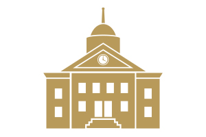 Gold university building icon