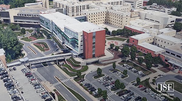 Aerial view of WakeMed Raleigh Campus.