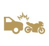 Icono dorado de accidente de coche y motocicleta.