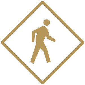 gold person walk sign