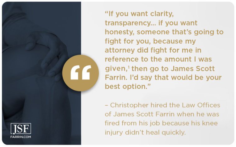 Christopher's testimonial after suffering a knee injury and working with James Scott Farrin