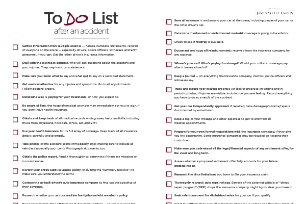 To Do List after an accident.