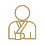 Gold man with arm injury icon