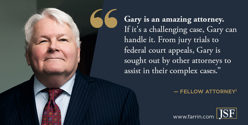 Picture of Attorney Gary Jackson with a quote