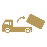 Gold icon of a truck losing its load, potentially causing an accident.