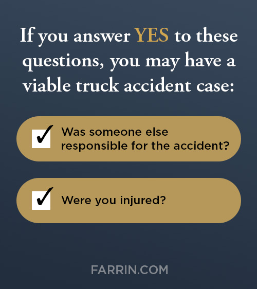 if you answer yes to these questions you may have a viable truck accident case graphic