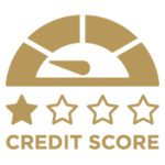 Gold icon of a poor credit score dashboard.