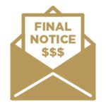 Gold icon of a final notice inside envelope