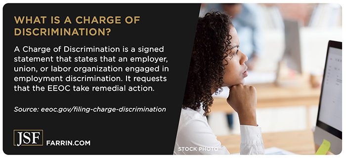 A Charge of Discrimination is a signed statement that a work organization engaged in discrimination.