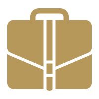 Gold icon of a business briefcase