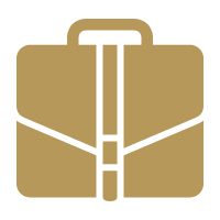 Gold icon of a business briefcase