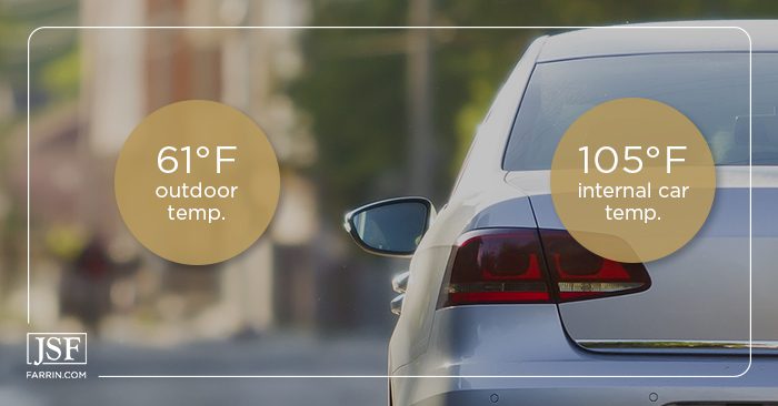 Even on a cool day, the temperature inside a car can rise to over 100 degrees.