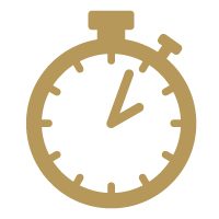 Gold icon of a stopwatch.