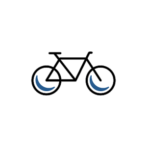 Simple icon of a bicycle.