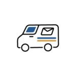 Simple icon of a postal service truck.