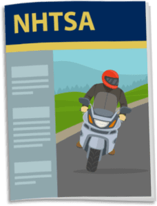 NHTSA statistics brochure with a motorcyclist on the cover.