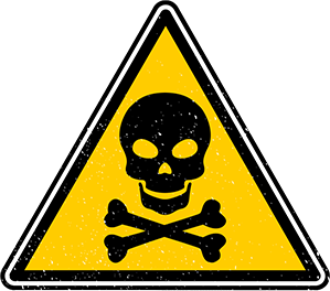 A toxic warning sign with a skull and crossbones.