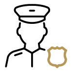Icon of a police officer and badge.