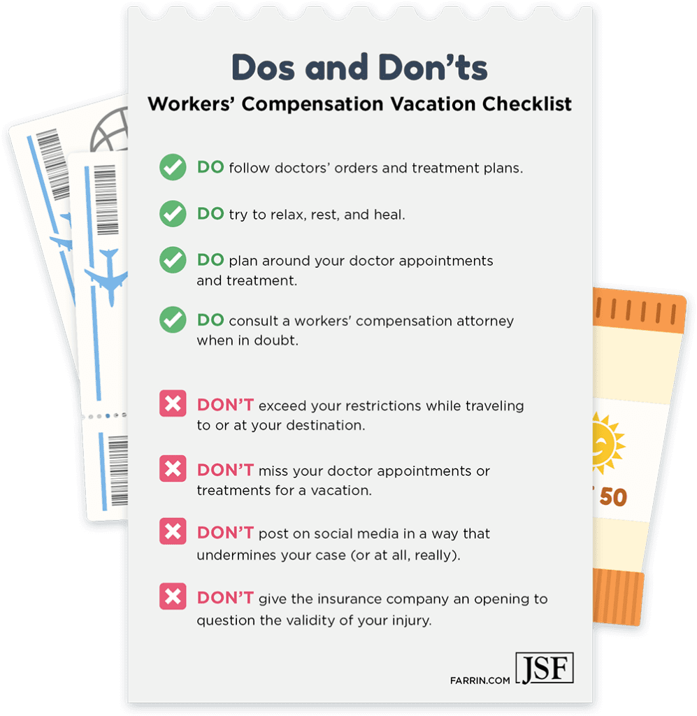  A Dos and Don'ts checklist for going on vacation while on workers' comp.