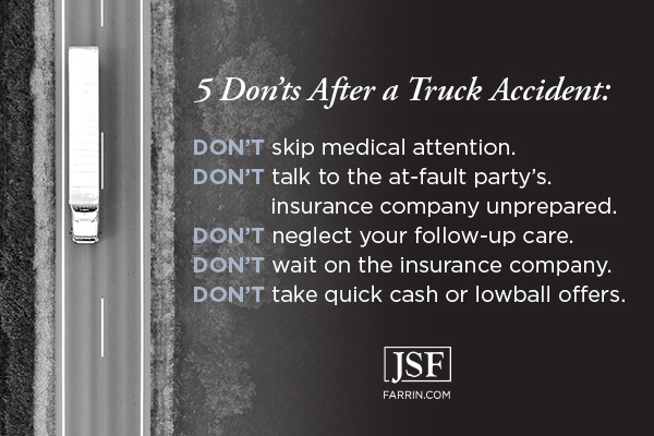 5 Don'ts after a truck accident