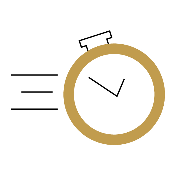 Icon of a fast moving stopwatch.