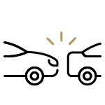 Icon of a car tailgating a vehicle in front of them dangerously.