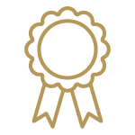 Gold award ribbon icon.