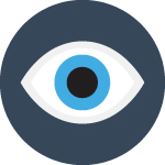 An icon of an eye, representing the senses.