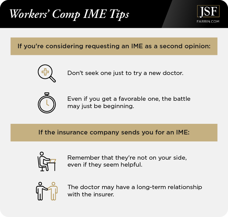 A list of tips for workers' compensation claimants about independent medical examinations.