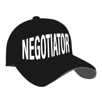 A black baseball cap with NEGOTIATOR across the front.