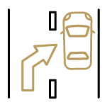 Icon of an arrow and a car depicting an improper lane change.