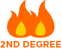 Fire icon representing second degree burns.