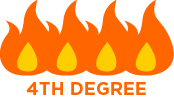 Fire icon representing fourth degree burns.