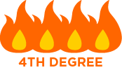 Fire icon representing fourth degree burns.