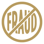 Gold NO FRAUD sign.