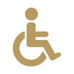 Gold icon of a handicapped symbol.