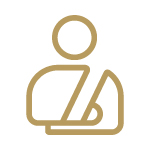 Gold icon showing a broken or fractured bone.