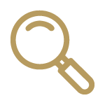 Gold magnifying tool icon