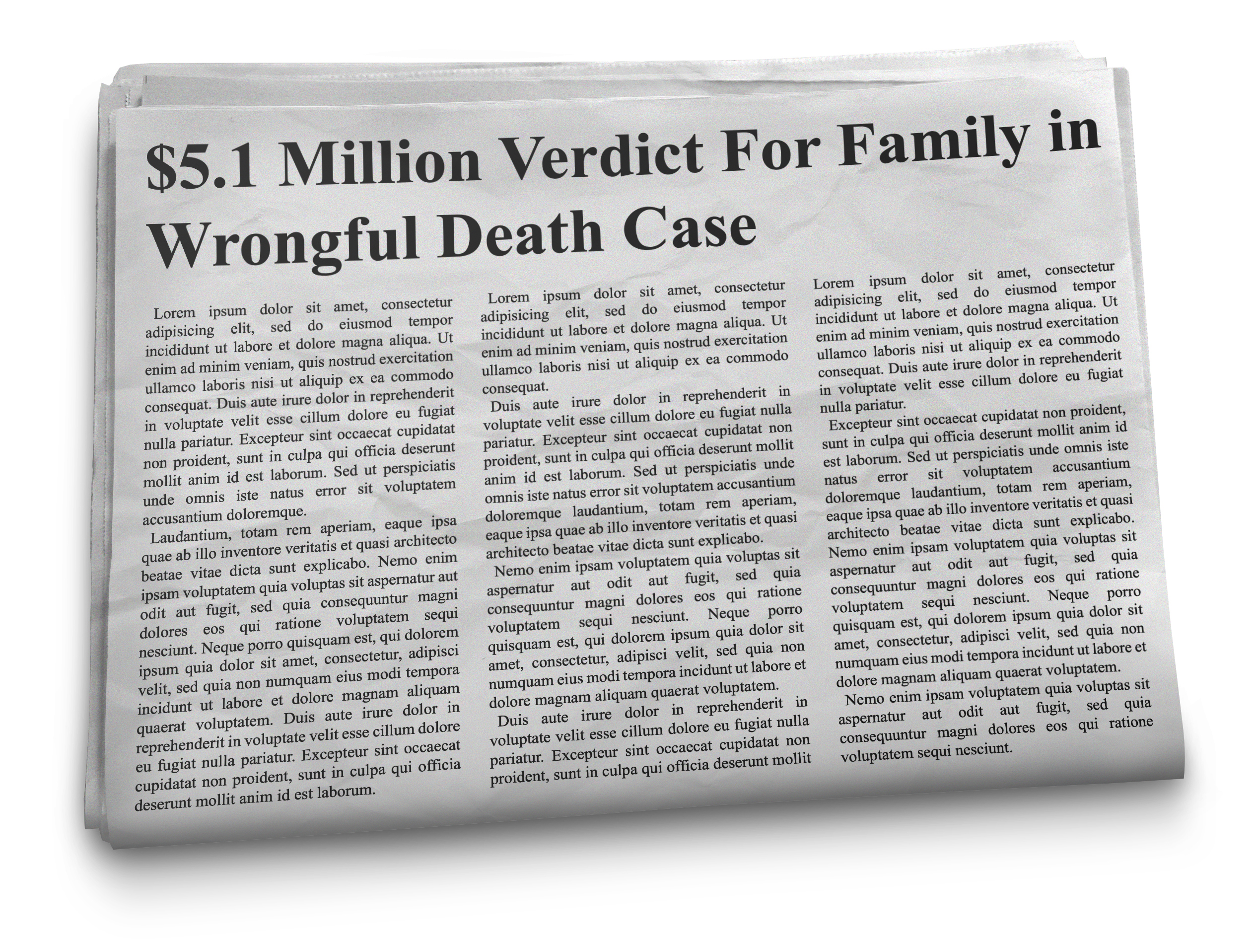 Newspaper with Record Breaking Verdict headline.