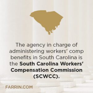 Law Offices of James Scott Farrin South Carolina workers’ compensation attorneys identify SCWCC as agency handling benefits.